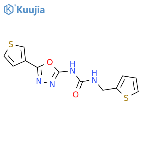1-(thiophen-2-yl)methyl-3-5-(thiophen-3-yl)-1,3,4-oxadiazol-2-ylurea structure