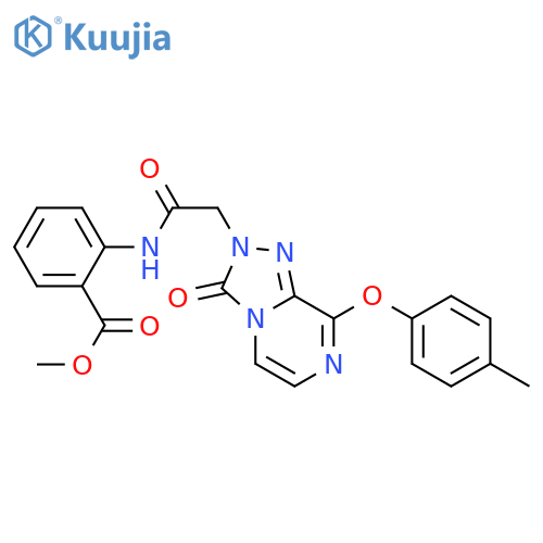 methyl 2-{2-[8-(4-methylphenoxy)-3-oxo-2H,3H-[1,2,4]triazolo[4,3-a]pyrazin-2-yl]acetamido}benzoate structure