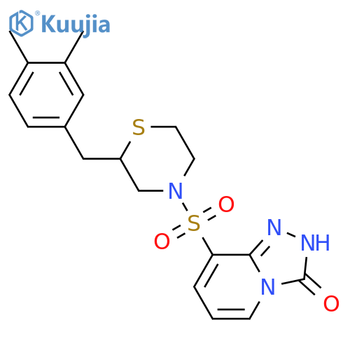 2-(3,4-dimethylphenyl)methyl-6-(thiomorpholine-4-sulfonyl)-2H,3H-1,2,4triazolo4,3-apyridin-3-one structure