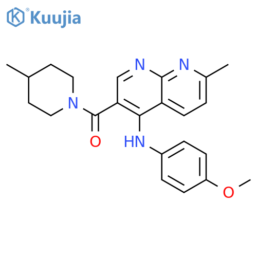 N-(4-methoxyphenyl)-7-methyl-3-(4-methylpiperidine-1-carbonyl)-1,8-naphthyridin-4-amine structure