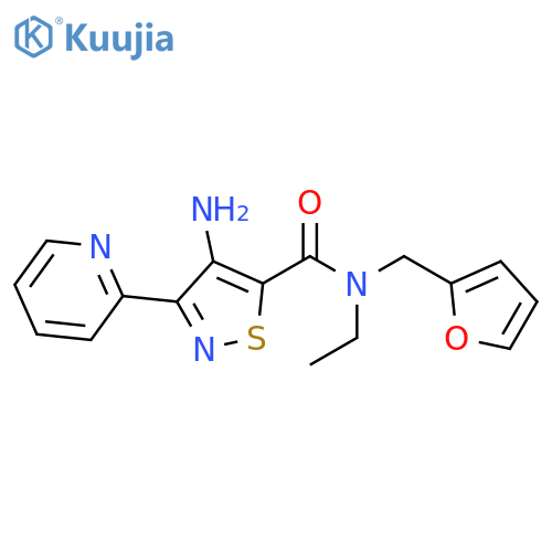 4-amino-N-ethyl-N-[(furan-2-yl)methyl]-3-(pyridin-2-yl)-1,2-thiazole-5-carboxamide structure