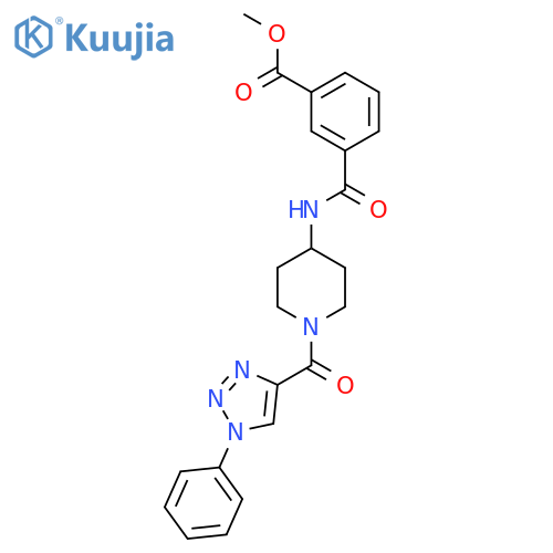 methyl 3-{1-(1-phenyl-1H-1,2,3-triazole-4-carbonyl)piperidin-4-ylcarbamoyl}benzoate structure