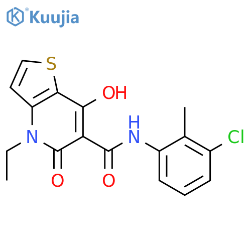 N-(3-chloro-2-methylphenyl)-4-ethyl-7-hydroxy-5-oxo-4H,5H-thieno3,2-bpyridine-6-carboxamide structure