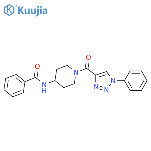 N-1-(1-phenyl-1H-1,2,3-triazole-4-carbonyl)piperidin-4-ylbenzamide structure