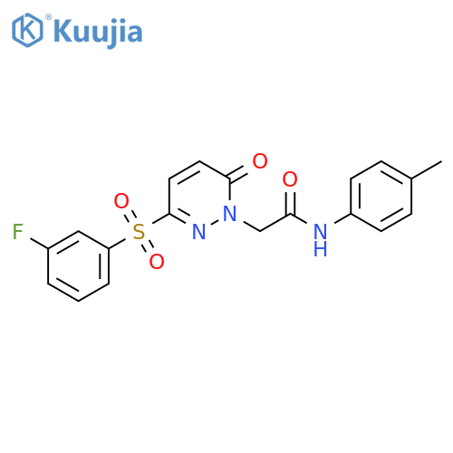 2-3-(3-fluorobenzenesulfonyl)-6-oxo-1,6-dihydropyridazin-1-yl-N-(4-methylphenyl)acetamide structure