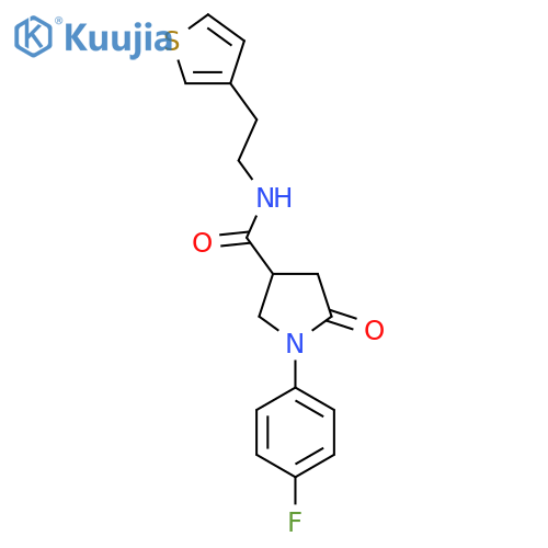 1-(4-fluorophenyl)-5-oxo-N-2-(thiophen-3-yl)ethylpyrrolidine-3-carboxamide structure