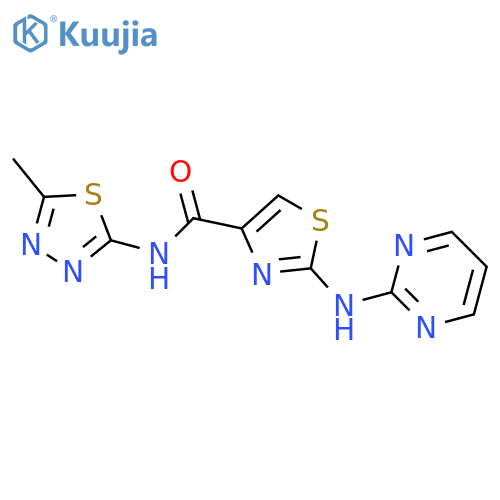 N-(5-methyl-1,3,4-thiadiazol-2-yl)-2-(pyrimidin-2-yl)amino-1,3-thiazole-4-carboxamide structure