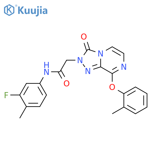 N-(3-fluoro-4-methylphenyl)-2-[8-(2-methylphenoxy)-3-oxo-2H,3H-[1,2,4]triazolo[4,3-a]pyrazin-2-yl]acetamide structure