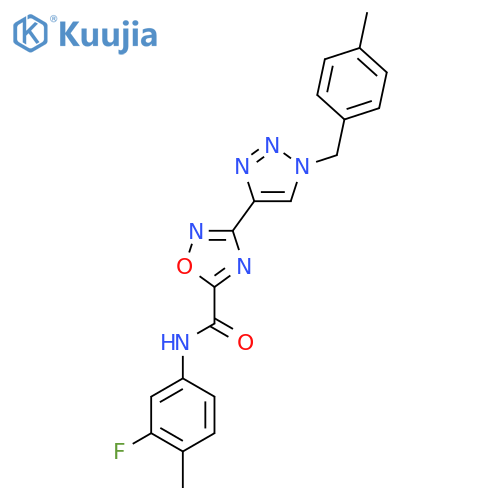 N-(3-fluoro-4-methylphenyl)-3-{1-(4-methylphenyl)methyl-1H-1,2,3-triazol-4-yl}-1,2,4-oxadiazole-5-carboxamide structure
