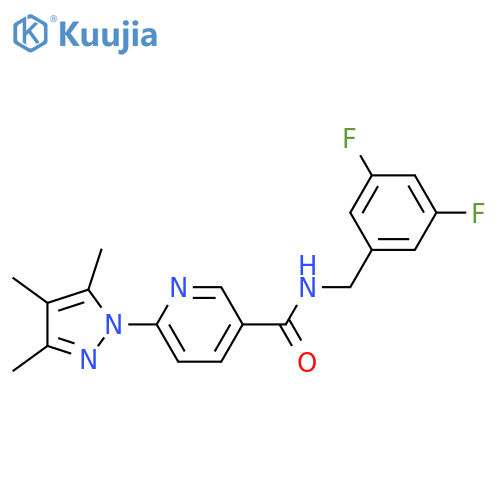 N-(3,5-difluorophenyl)methyl-6-(3,4,5-trimethyl-1H-pyrazol-1-yl)pyridine-3-carboxamide structure