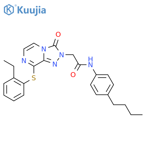 N-(4-butylphenyl)-2-{8-(2-ethylphenyl)sulfanyl-3-oxo-2H,3H-1,2,4triazolo4,3-apyrazin-2-yl}acetamide structure