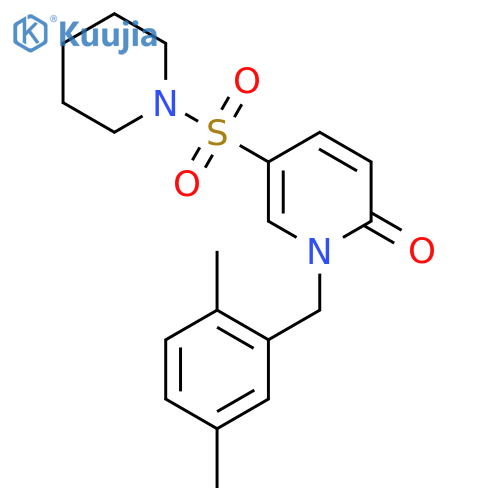 1-(2,5-dimethylphenyl)methyl-5-(piperidine-1-sulfonyl)-1,2-dihydropyridin-2-one structure