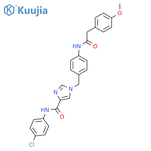 N-(4-chlorophenyl)-1-({4-2-(4-methoxyphenyl)acetamidophenyl}methyl)-1H-imidazole-4-carboxamide structure