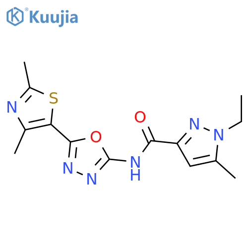 N-5-(2,4-dimethyl-1,3-thiazol-5-yl)-1,3,4-oxadiazol-2-yl-1-ethyl-5-methyl-1H-pyrazole-3-carboxamide structure