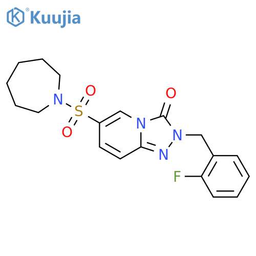 6-(azepane-1-sulfonyl)-2-(2-fluorophenyl)methyl-2H,3H-1,2,4triazolo4,3-apyridin-3-one structure
