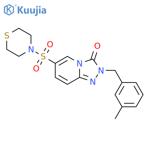 2-(3-methylphenyl)methyl-6-(thiomorpholine-4-sulfonyl)-2H,3H-1,2,4triazolo4,3-apyridin-3-one structure