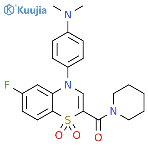 4-[4-(dimethylamino)phenyl]-6-fluoro-2-(piperidine-1-carbonyl)-4H-1lambda6,4-benzothiazine-1,1-dione structure