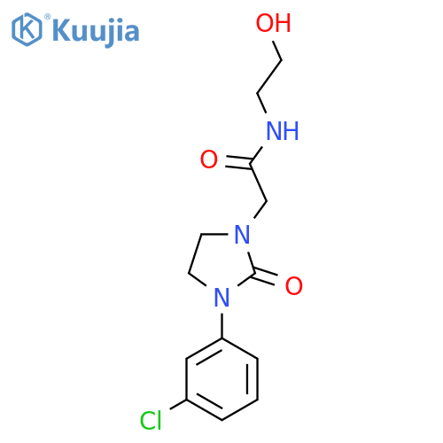 2-3-(3-chlorophenyl)-2-oxoimidazolidin-1-yl-N-(2-hydroxyethyl)acetamide structure
