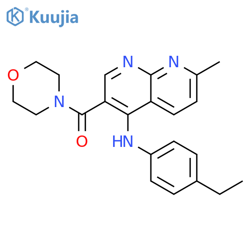 N-(4-ethylphenyl)-7-methyl-3-(morpholine-4-carbonyl)-1,8-naphthyridin-4-amine structure