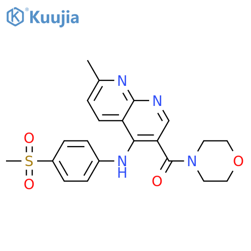 N-(4-methanesulfonylphenyl)-7-methyl-3-(morpholine-4-carbonyl)-1,8-naphthyridin-4-amine structure