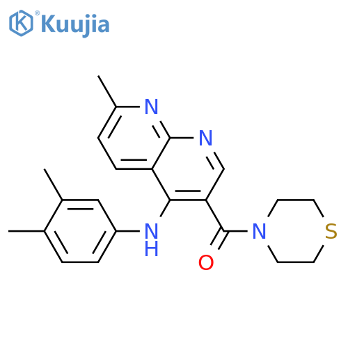 N-(3,4-dimethylphenyl)-7-methyl-3-(thiomorpholine-4-carbonyl)-1,8-naphthyridin-4-amine structure