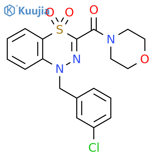 1-(3-chlorophenyl)methyl-3-(morpholine-4-carbonyl)-1H-4lambda6,1,2-benzothiadiazine-4,4-dione structure