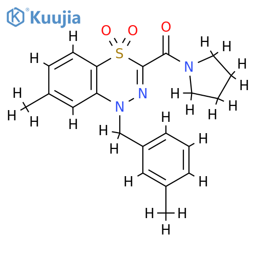 7-methyl-1-(3-methylphenyl)methyl-3-(pyrrolidine-1-carbonyl)-1H-4lambda6,1,2-benzothiadiazine-4,4-dione structure