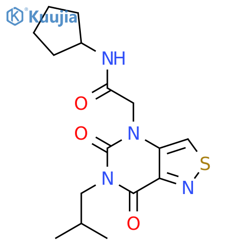N-cyclopentyl-2-6-(2-methylpropyl)-5,7-dioxo-4H,5H,6H,7H-1,2thiazolo4,3-dpyrimidin-4-ylacetamide structure