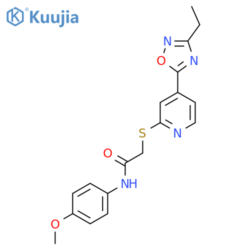 2-{4-(3-ethyl-1,2,4-oxadiazol-5-yl)pyridin-2-ylsulfanyl}-N-(4-methoxyphenyl)acetamide structure
