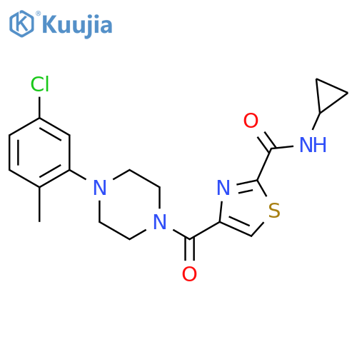 4-4-(5-chloro-2-methylphenyl)piperazine-1-carbonyl-N-cyclopropyl-1,3-thiazole-2-carboxamide structure