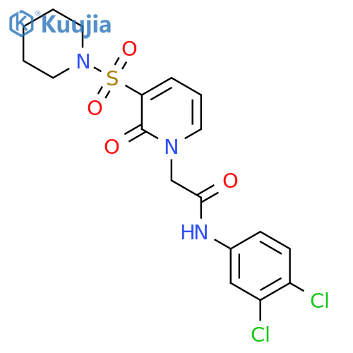 N-(3,4-dichlorophenyl)-2-2-oxo-3-(piperidine-1-sulfonyl)-1,2-dihydropyridin-1-ylacetamide structure