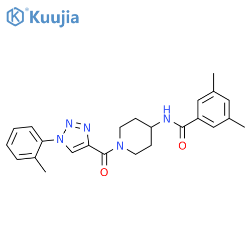 3,5-dimethyl-N-{1-1-(2-methylphenyl)-1H-1,2,3-triazole-4-carbonylpiperidin-4-yl}benzamide structure