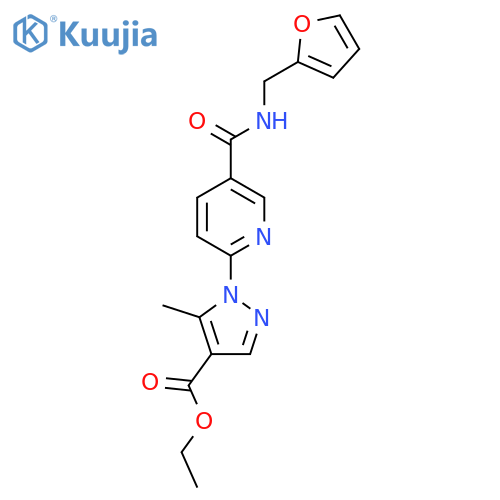ethyl 1-(5-{(furan-2-yl)methylcarbamoyl}pyridin-2-yl)-5-methyl-1H-pyrazole-4-carboxylate structure