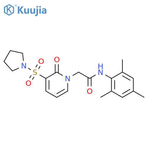 2-2-oxo-3-(pyrrolidine-1-sulfonyl)-1,2-dihydropyridin-1-yl-N-(2,4,6-trimethylphenyl)acetamide structure