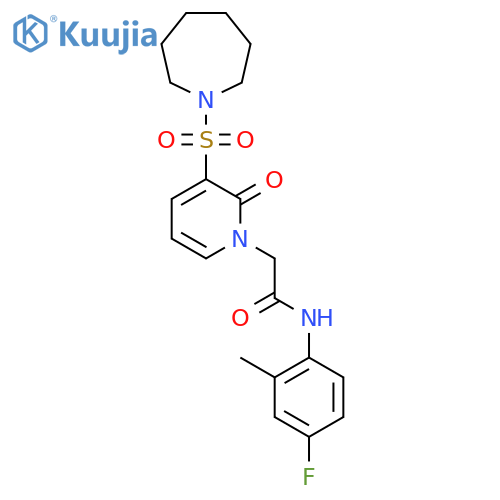 2-3-(azepane-1-sulfonyl)-2-oxo-1,2-dihydropyridin-1-yl-N-(4-fluoro-2-methylphenyl)acetamide structure