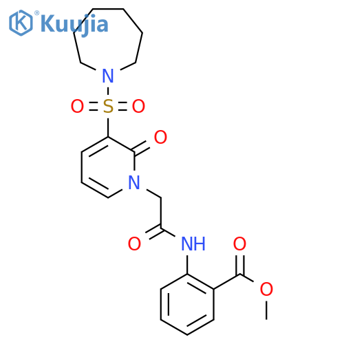 methyl 2-{2-3-(azepane-1-sulfonyl)-2-oxo-1,2-dihydropyridin-1-ylacetamido}benzoate structure