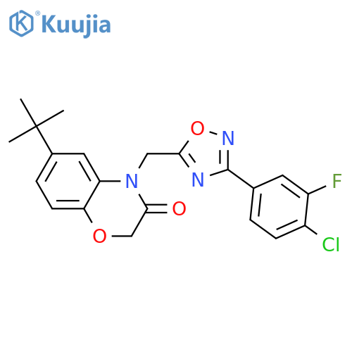 6-tert-butyl-4-{[3-(4-chloro-3-fluorophenyl)-1,2,4-oxadiazol-5-yl]methyl}-3,4-dihydro-2H-1,4-benzoxazin-3-one structure