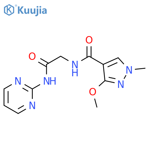 2-(3-methoxy-1-methyl-1H-pyrazol-4-yl)formamido-N-(pyrimidin-2-yl)acetamide structure