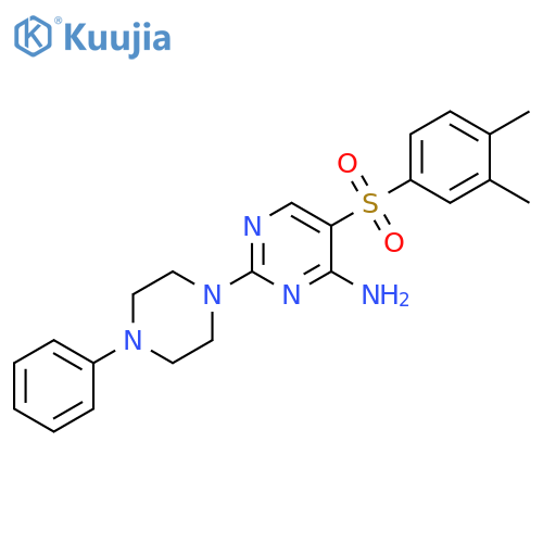 5-(3,4-dimethylbenzenesulfonyl)-2-(4-phenylpiperazin-1-yl)pyrimidin-4-amine structure