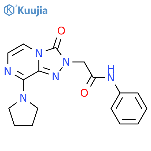 2-3-oxo-8-(pyrrolidin-1-yl)-2H,3H-1,2,4triazolo4,3-apyrazin-2-yl-N-phenylacetamide structure