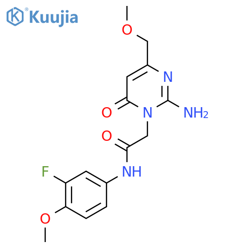 2-2-amino-4-(methoxymethyl)-6-oxo-1,6-dihydropyrimidin-1-yl-N-(3-fluoro-4-methoxyphenyl)acetamide structure
