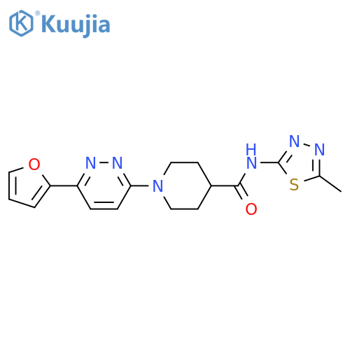 1-6-(furan-2-yl)pyridazin-3-yl-N-(5-methyl-1,3,4-thiadiazol-2-yl)piperidine-4-carboxamide structure