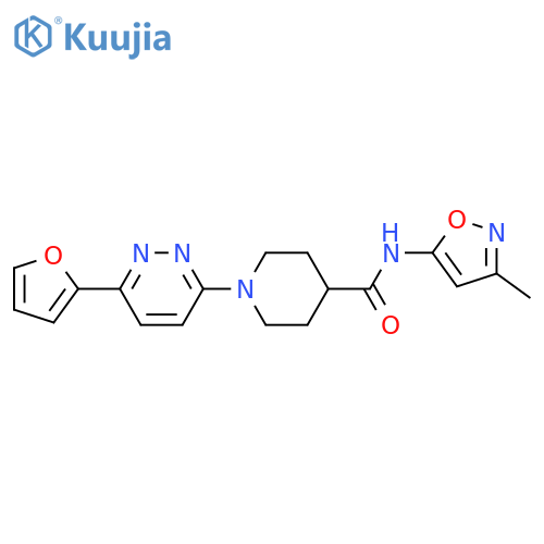 1-6-(furan-2-yl)pyridazin-3-yl-N-(3-methyl-1,2-oxazol-5-yl)piperidine-4-carboxamide structure