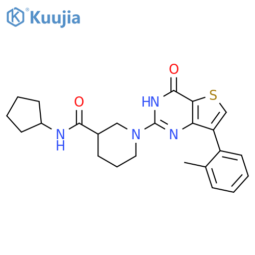 N-cyclopentyl-1-7-(2-methylphenyl)-4-oxo-3H,4H-thieno3,2-dpyrimidin-2-ylpiperidine-3-carboxamide structure
