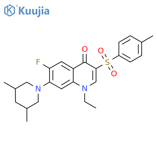 7-(3,5-dimethylpiperidin-1-yl)-1-ethyl-6-fluoro-3-(4-methylbenzenesulfonyl)-1,4-dihydroquinolin-4-one structure