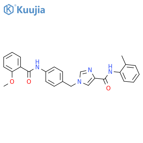 1-{4-(2-methoxybenzamido)phenylmethyl}-N-(2-methylphenyl)-1H-imidazole-4-carboxamide structure