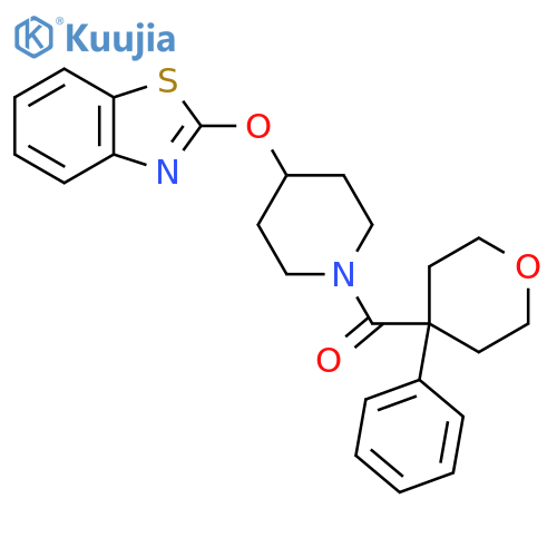2-{1-(4-phenyloxane-4-carbonyl)piperidin-4-yloxy}-1,3-benzothiazole structure