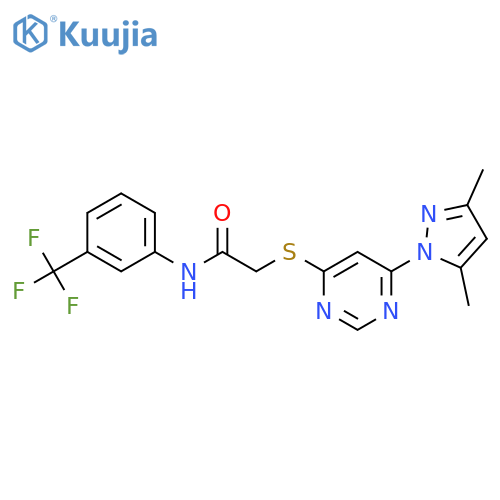 2-{6-(3,5-dimethyl-1H-pyrazol-1-yl)pyrimidin-4-ylsulfanyl}-N-3-(trifluoromethyl)phenylacetamide structure