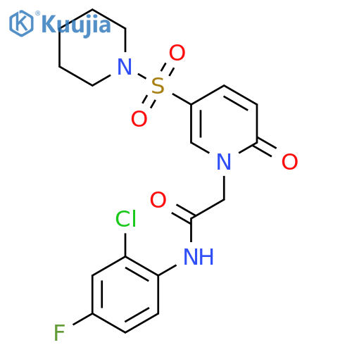 N-(2-chloro-4-fluorophenyl)-2-2-oxo-5-(piperidine-1-sulfonyl)-1,2-dihydropyridin-1-ylacetamide structure