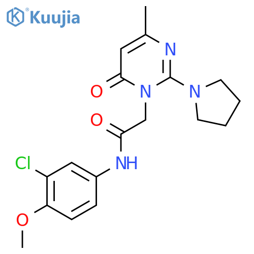 N-(3-chloro-4-methoxyphenyl)-2-4-methyl-6-oxo-2-(pyrrolidin-1-yl)-1,6-dihydropyrimidin-1-ylacetamide structure